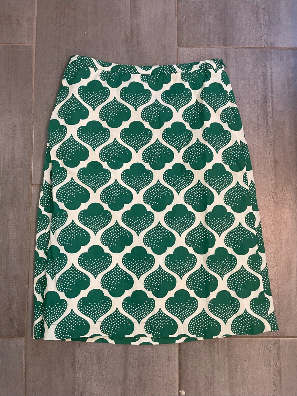 Boden Green and White Graphic Midi Skirt